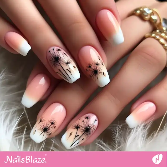 Ombre French Peach Fuzz Nails with Dandelion | Color of the Year 2024 - NB1753